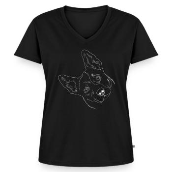Hund Australian Cattle Dog Hund - Frauen Premium Bio T-Shirt mit V-Ausschnitt - Schwarz - Vorne - AI Model Female 172 light (172cm)