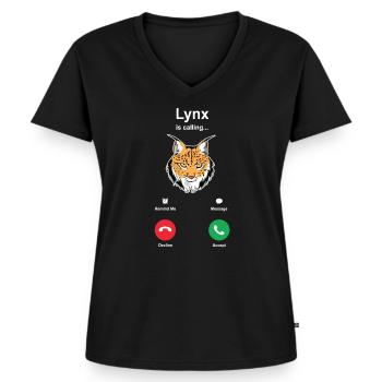 Lynx - T-shirt encolure en V Premium bio Femme - noir - Devant - AI Model Female 172 light (172cm)