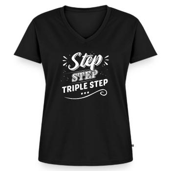 Design Lindy Hop pour un professeur de danse - T-shirt encolure en V Premium bio Femme - noir - Devant - AI Model Female 172 light (172cm)