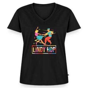Lindy Hop Design für deinen Tanzschüler - Frauen Premium Bio T-Shirt mit V-Ausschnitt - Schwarz - Vorne - AI Model Female 172 light (172cm)