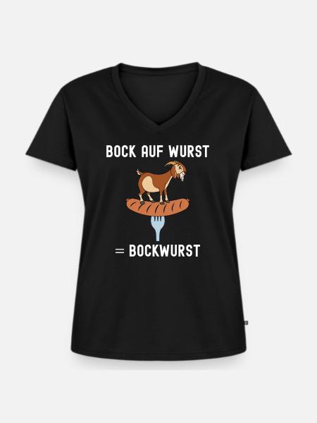 Bock auf Wurst Bockwurst - Frauen Premium Bio T-Shirt mit V-Ausschnitt - Schwarz