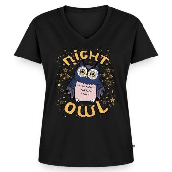 Nachteule - Frauen Premium Bio T-Shirt mit V-Ausschnitt - Schwarz - Vorne - AI Model Female 172 light (172cm)