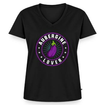 aubergine - T-shirt encolure en V Premium bio Femme - noir - Devant - AI Model Female 172 light (172cm)
