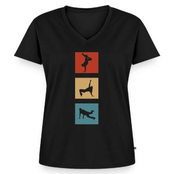 Breakdance retro bboy breaker - Frauen Premium Bio T-Shirt mit V-Ausschnitt - Schwarz - Vorne - AI Model Female 172 light (172cm)