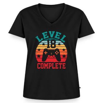18th Birthday - Women's Premium Organic V-neck T-shirt - black - Front - AI Model Female 172 light (172cm)