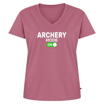archery mode on - Women's Premium Organic V-neck T-shirt - mauve - Front - AI Model Female 172 dark (172cm)