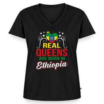Ethiopie - T-shirt encolure en V Premium bio Femme - noir - Devant - AI Model Female 172 light (172cm)