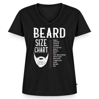 Tableau des tailles de barbe, barbe, longueur de la barbe - T-shirt encolure en V Premium bio Femme - noir - Devant - AI Model Female 172 light (172cm)