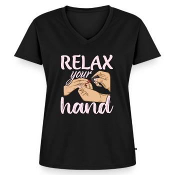 Nageldesignen Design für eine Nageldesignerin - Frauen Premium Bio T-Shirt mit V-Ausschnitt - Schwarz - Vorne - AI Model Female 172 light (172cm)