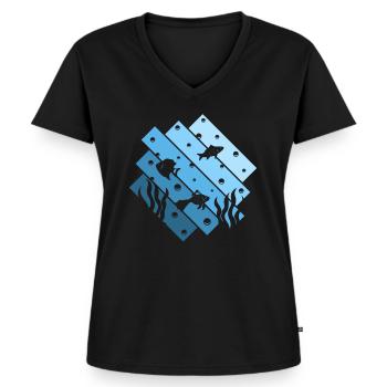 Aquarium - T-shirt encolure en V Premium bio Femme - noir - Devant - AI Model Female 172 light (172cm)