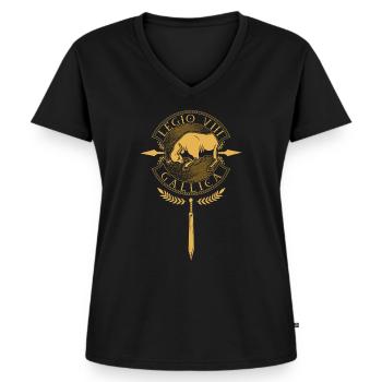 Legio VIII Gallica - Römische Legion - Frauen Premium Bio T-Shirt mit V-Ausschnitt - Schwarz - Vorne - AI Model Female 172 light (172cm)