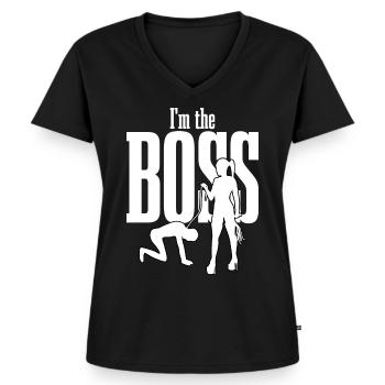 I'm the Boss - Domina Herrin - Frauen Premium Bio T-Shirt mit V-Ausschnitt - Schwarz - Vorne - AI Model Female 172 light (172cm)