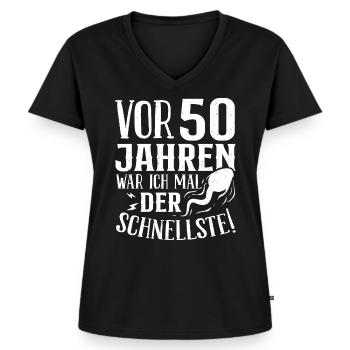 50. Geburtstag, 50 Jahre 50 Jahre - Frauen Premium Bio T-Shirt mit V-Ausschnitt - Schwarz - Vorne - AI Model Female 172 light (172cm)