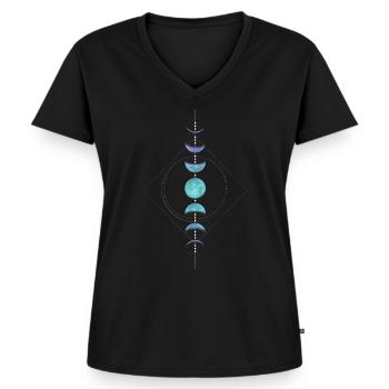 Mondphasen-Totem-Tarot - Frauen Premium Bio T-Shirt mit V-Ausschnitt - Schwarz - Vorne - AI Model Female 172 light (172cm)