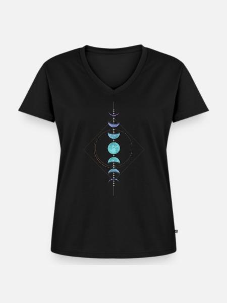 Mondphasen-Totem-Tarot - Frauen Premium Bio T-Shirt mit V-Ausschnitt - Schwarz