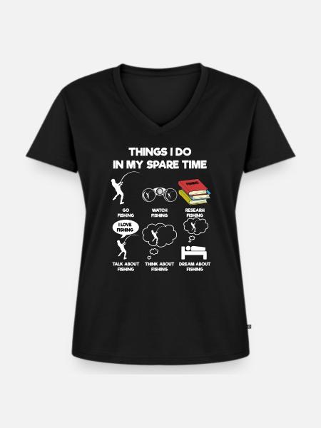 Angeln - Frauen Premium Bio T-Shirt mit V-Ausschnitt - Schwarz