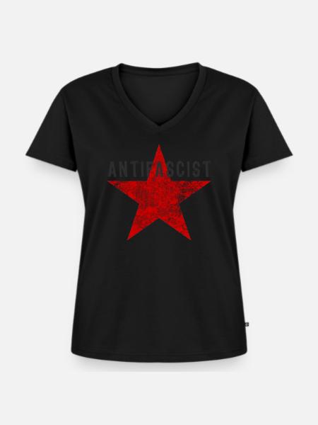 antifascist antifaschist - Frauen Premium Bio T-Shirt mit V-Ausschnitt - Schwarz