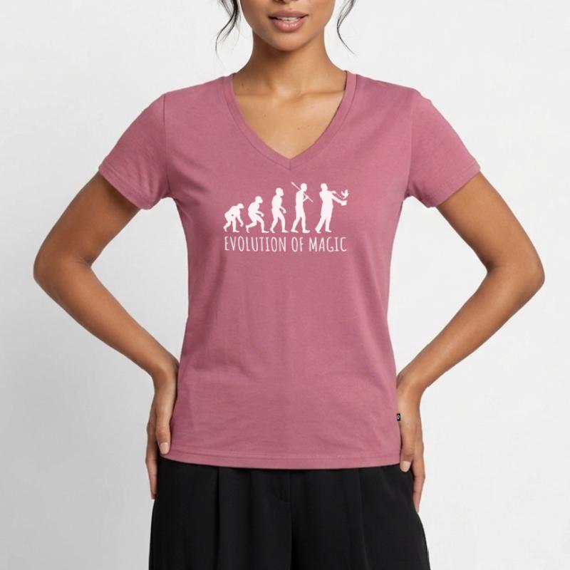 Évolution du magicien, magicien T-shirt encolure en V Premium bio Femme