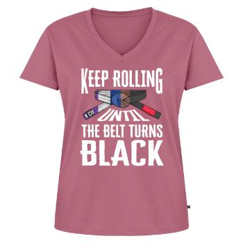 BJJ Black Belt - Women's Premium Organic V-neck T-shirt - mauve - Front - AI Model Female 172 dark (172cm)