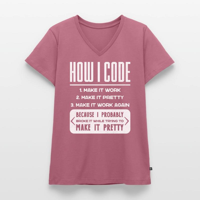 Programmierer, Code, Nerd, Programmierung Frauen Premium Bio T-Shirt mit V-Ausschnitt