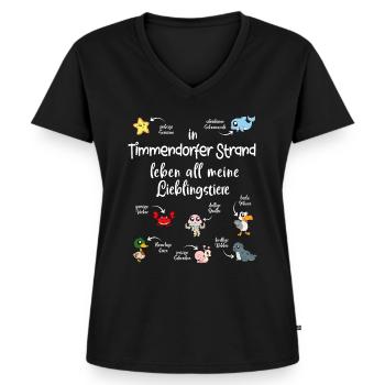 Meine Lieblingstiere in Timmendorfer Strand - Frauen Premium Bio T-Shirt mit V-Ausschnitt - Schwarz - Vorne - AI Model Female 172 light (172cm)