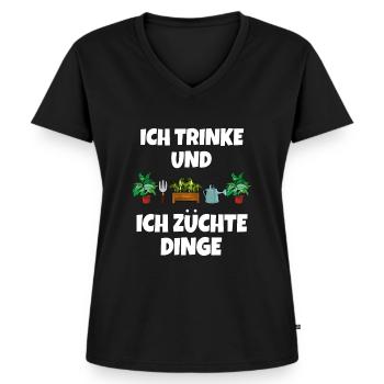 Ich Trinke Und Ich Züchte Dinge - Frauen Premium Bio T-Shirt mit V-Ausschnitt - Schwarz - Vorne - AI Model Female 172 light (172cm)