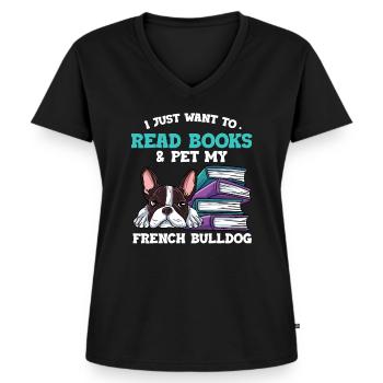 Lesen - Frauen Premium Bio T-Shirt mit V-Ausschnitt - Schwarz - Vorne - AI Model Female 172 light (172cm)
