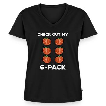 Lustiges Tomaten-Outfit - Frauen Premium Bio T-Shirt mit V-Ausschnitt - Schwarz - Vorne - AI Model Female 172 light (172cm)