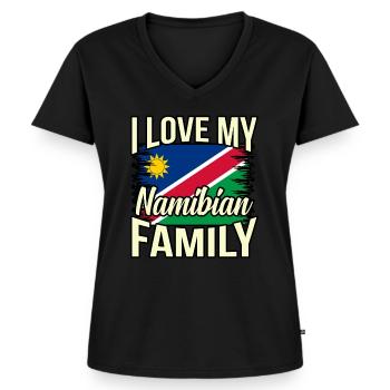 Namibia - Frauen Premium Bio T-Shirt mit V-Ausschnitt - Schwarz - Vorne - AI Model Female 172 light (172cm)