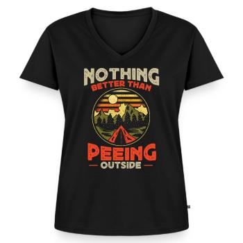 Nichts Besseres Als Draußen Zu Pinkeln - Frauen Premium Bio T-Shirt mit V-Ausschnitt - Schwarz - Vorne - AI Model Female 172 light (172cm)