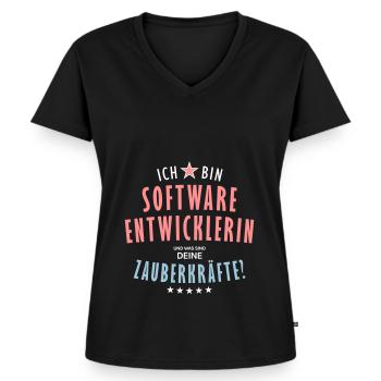 Softwareentwicklerin Beruf - Geschenk - Frauen Premium Bio T-Shirt mit V-Ausschnitt - Schwarz - Vorne - AI Model Female 172 light (172cm)