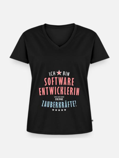 Softwareentwicklerin Beruf - Geschenk - Frauen Premium Bio T-Shirt mit V-Ausschnitt - Schwarz