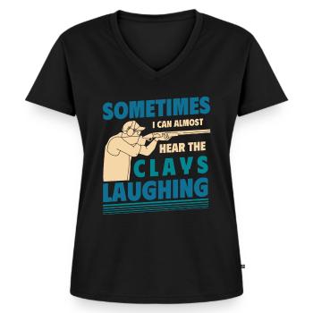 Tir au piège, argile - T-shirt encolure en V Premium bio Femme - noir - Devant - AI Model Female 172 light (172cm)
