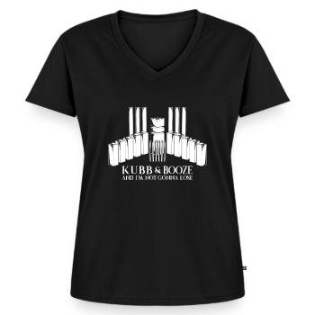 Wikingerschach - Kubb and Booze - Frauen Premium Bio T-Shirt mit V-Ausschnitt - Schwarz - Vorne - AI Model Female 172 light (172cm)