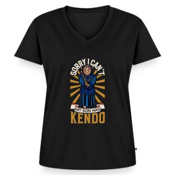 I Can't - My Son Has Kendo - Women's Premium Organic V-neck T-shirt - black - Front - AI Model Female 172 light (172cm)