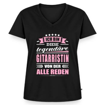 Ich Bin Diese Legendäre Gitarristin Musikerin - Frauen Premium Bio T-Shirt mit V-Ausschnitt - Schwarz - Vorne - AI Model Female 172 light (172cm)