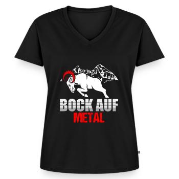 Heavy Metal Bock Auf Metal - Frauen Premium Bio T-Shirt mit V-Ausschnitt - Schwarz - Vorne - AI Model Female 172 light (172cm)