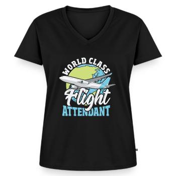 Weltklasse Flugbegleiterin Aviation - Frauen Premium Bio T-Shirt mit V-Ausschnitt - Schwarz - Vorne - AI Model Female 172 light (172cm)