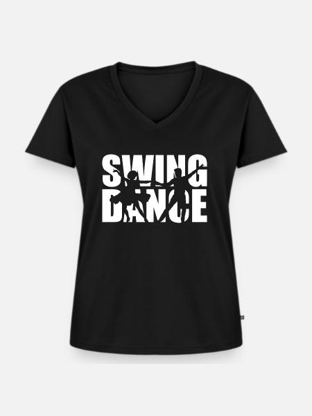 Swing Tänzer - Frauen Premium Bio T-Shirt mit V-Ausschnitt - Schwarz