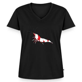 Crystal Red Garnele - Frauen Premium Bio T-Shirt mit V-Ausschnitt - Schwarz - Vorne - AI Model Female 172 light (172cm)