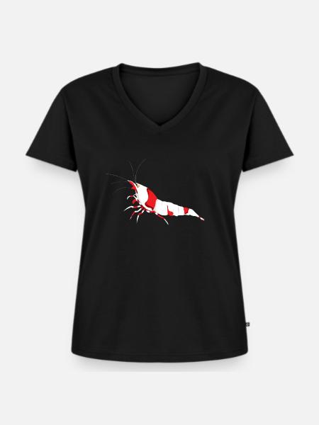 Crystal Red Garnele - Frauen Premium Bio T-Shirt mit V-Ausschnitt - Schwarz