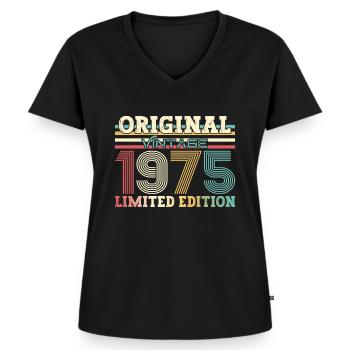 Original 1975 Jahrgang 1975 Geburtstag 1975 - Frauen Premium Bio T-Shirt mit V-Ausschnitt - Schwarz - Vorne - AI Model Female 172 light (172cm)