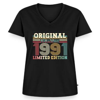 Original 1991 Jahrgang 1991 Geburtstag 1991 - Frauen Premium Bio T-Shirt mit V-Ausschnitt - Schwarz - Vorne - AI Model Female 172 light (172cm)