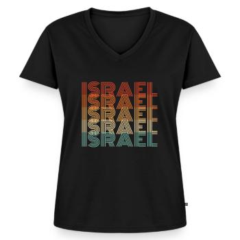 Israël - T-shirt encolure en V Premium bio Femme - noir - Devant - AI Model Female 172 light (172cm)