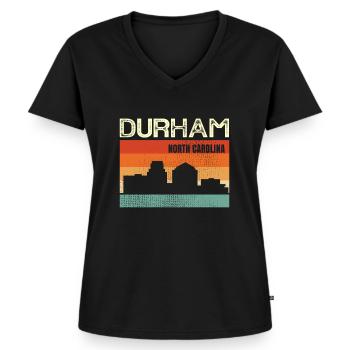 Durham Caroline du Nord - T-shirt encolure en V Premium bio Femme - noir - Devant - AI Model Female 172 light (172cm)