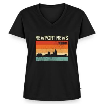 Newport-nachrichten - Frauen Premium Bio T-Shirt mit V-Ausschnitt - Schwarz - Vorne - AI Model Female 172 light (172cm)
