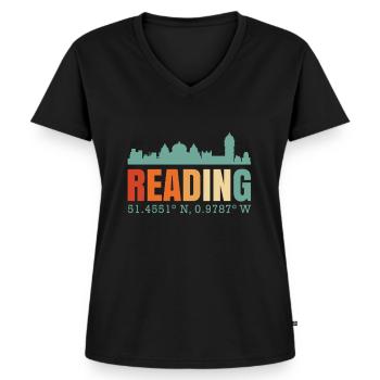 Lecture - T-shirt encolure en V Premium bio Femme - noir - Devant - AI Model Female 172 light (172cm)