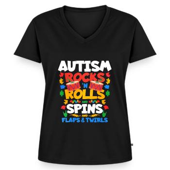 Cadeau autisme autisme - T-shirt encolure en V Premium bio Femme - noir - Devant - AI Model Female 172 light (172cm)