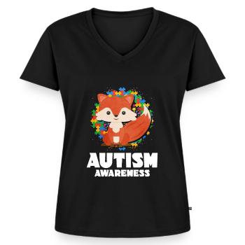 Autismus Autism Geschenk - Frauen Premium Bio T-Shirt mit V-Ausschnitt - Schwarz - Vorne - AI Model Female 172 light (172cm)