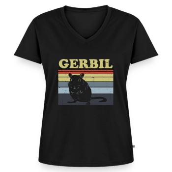 Rennmaus - Frauen Premium Bio T-Shirt mit V-Ausschnitt - Schwarz - Vorne - AI Model Female 172 light (172cm)